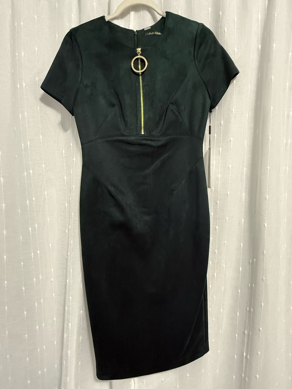 Calvin Klein Sheath Dress with Gold Ring Zip